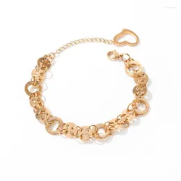 Braccialetti da donna con numeri romani a forma di cuore in oro, braccialetti, braccialetti, gioielli, catena regolabile, accessorio Femme Link