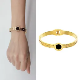 2022 سوار الفولاذ المقاوم للصدأ الفاخرة العصرية الرومانية الأساور العلامة التجارية Titanium الصلب للنساء Girls Rose Gold Assories Gift African Jewelry Dubai