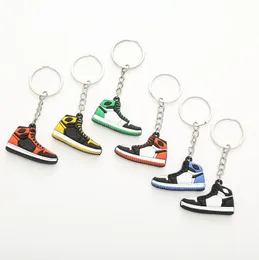 Keychains Lanyards 6 Colors Designer Mini Silicone Sneakers Men Women Kids Key Ring Gift Shoes Keychain Handbag Chain Basketball Shoe Holder Bulk Price