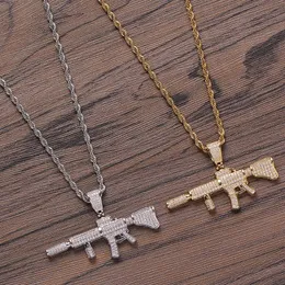 Подвесные ожерелья хип -хоп когти установка Cz Stone Bling Iced Out Gun Pendants для мужчин Рэппер Ювелирные изделия Drop Pendantpendend