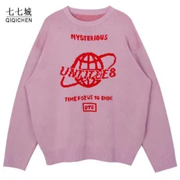 Street Sweater Women Earth Letter Harajuku Kniting Tops Loose Warm Pullover Autumn Winter Japanese Girl Pullover Sweater 220817