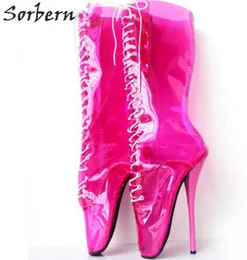 Sorbern Sexy durchsichtige PVC-Ballett-Stiletto-Spitzstiefel für Damen, 18 cm, extreme Absätze, Fetisch, exotische Tänzerschuhe, Unisex-Stiefel