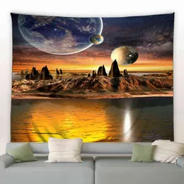 Tapestry Moon Sun Night Sky Tapestry Sunset Beautiful Natural Landscape Wall Ha