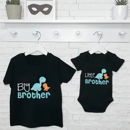 Big Brother Little Brother Sibling Eşleştiren Gömlekler Karikatür Dinozor Tops Büyük Bro Lil Bro Kısa Kollu Üstler Tees Kardeş Kıyafetler 220531