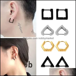 Kolczyk Ear Circle dla Mężczyzn / Kobiety Nowy Geometryczny Wielokąt Kwadratowy Serce Trójkąt Titanium Steel Klamra Kolczyki Punk Style Moda Biżuteria Drop