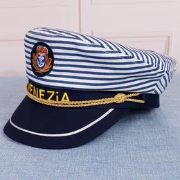 Basker vintage förälder-barn stil justerbar skeppare sjömän marinen kapten båtliv militär hat cap vuxen party fancy klänning unisexberets davi