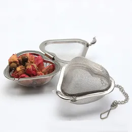 Stainless Steel Tea Leaf Strainer Heart Shaped Tea Infuser Portable Herbal Spices Strainers Heart-shaped Mesh Make Filter BH6370 TYJ