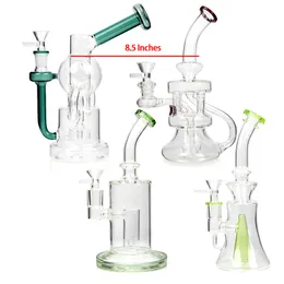 8.5 Inches dab rig recycler Glass Bong Hookah Smoking Water Pipe Tobacco Shisha cool bongs smoke pipe oil rigs 14.4 mm Bowls pipes