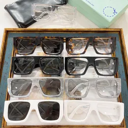 نظارات شمسية بتصميم أنيق OW40018U للرجال والنساء نظارات شمسية كلاسيكية سميكة معابد مربعة مع أسهم مزدوجة لإجازة صيفية للشاطئ ومضادة للأشعة فوق البنفسجية 400 مع صندوق