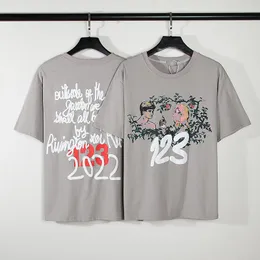 Męskie koszulki Hip Hop Street Fashion RRR123 T-shirt 2022ss Mężczyźni Kobiety Wysokiej jakości Portret Ręcznie Malowane T-koszulka Pianka Drukuj krótkie rękawy Te
