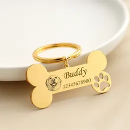 Cat Dog ID -tagg Anpassad gratis gravering Personlig hundkrage Pet Charm Name Pendant Bone Necklace Collar Puppy Diy Keychain 220608