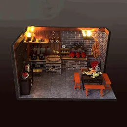 DIY مصغرة مصغرة غرفة المطبخ الصينية دمية البيت أطعمة كاسا الأثاث فيلا ألعاب مجمعة للبالغين هدايا عيد الميلاد