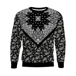 Outono/inverno novo 3d bandana vermelha Paisley impressão capuz Europeu e Americano Men Sweater Loose 008