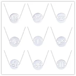 Hänge halsband 1st 12 constellation aries leo cancer libra Aquarius charms armband silver rostfritt stål anklet för smycken gåvorspendan