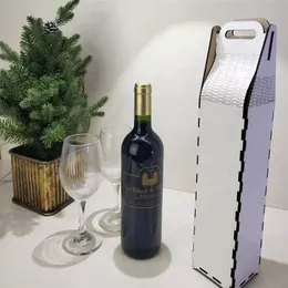 Сублимация MDF Wine Box 16x3.8x3,5 дюйма съемный складной винный чехол DIY Теплопередача деревянная коробка крафта A12