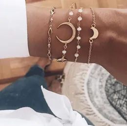 Link cadeia boho corda pulseira pulseira para mulheres boêmio miçangas pulseira femme conjunto de jóias multicamadas de moda Bijoux FA