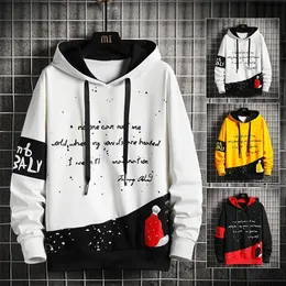 Letter Print Harajuku Hoodie Men Patchwork Hoodies Mens High Steet Hooded Sweatshirt Streetwear Fashion Hip Hop Tops 201126