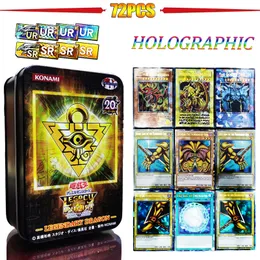 Yugioh-Karten mit Blechdose, Yu-Gi-Oh-Karte, 72 Stück, holografische englische Version, goldener Buchstabe, Duel-Links, Spielkarte, blaue Augen, Exodia 220705
