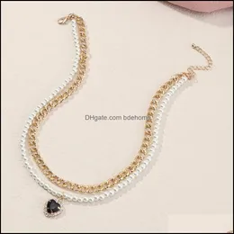 Hänge halsband hängsmycken smycken mode metall geometriska kvinnor trendiga legering pärla kärlek mtilayer set auger för flickor droppleverans 2021