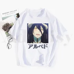 メンズTシャツainz ooalガウンハラジュクアニメオーバーロードアルベドTシャツヒップホップガールプリントトップティーTシャツファッションサマートTシャツ人