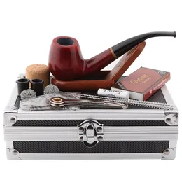 Pipe Ebony Aluminium Alloy Gift Box Komplett uppsättning tillbehör Uppgraderat rörfast trä