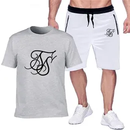 Summer Siksilk drukowana bawełniana T-shirt moda swobodny oryginalny dom świeżego oddychające cienkie krótkie spodenki Sui 220610