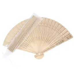 50 Sets Personalized Engraved Wood Folding Hand Fan With Organze Bag Wooden Fold Fans Party Decoration Wedding Gift Favors 220608