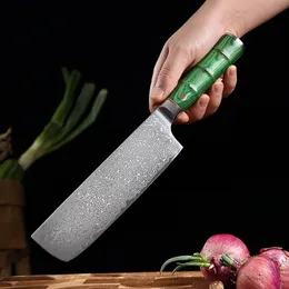 Damascus stål Santoku köttkleare hackande slaktare nötkött skivning kök kniv skär knivar trähandtag matlagningsverktyg