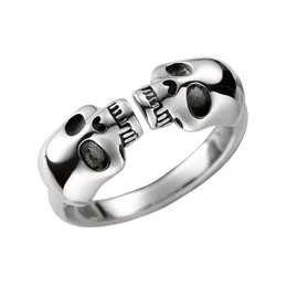 Metall Doppel Schädel Offenen Ring Hip Hop Stil Frauen Skeleton Finger Ringe Mode Schmuck für Geschenk Party