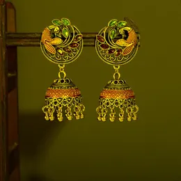 Dingle ljuskronor 1 st pendientes piercing smycken jhumka charms örhängen för kvinnliga tillbehör Kolczyki påfågel örhänge trendig bröllopdan