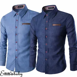 Men s Casual Slim Fit Stylish Wash Denim Long Sleeves Jeans T Shirts Smart Fashion Men Clothes M XXXL 220712
