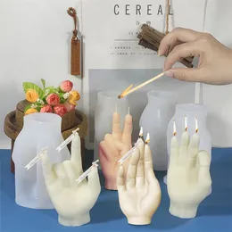 シリコンキャンドル型ジェスチャーフィンガー金型クリエイティブ香水3Dキットろうそくを作るケーキホームデコレーションギフト220611