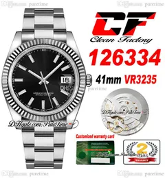 Чистый CF Дата 41 мм 126334 VR3235 Автоматические мужские часы Black Dial Stick Marker 904L Oystersteel Bracelet То же сериал Super Edition Watches Puretime i9