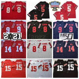 NCAA Ohio State Buckeys Collock 14 KJ Hill Jerseys 8 Trey Sermon 9 Binjimen Victor 5 Garrett Wilson 15 Ezekiel Elliott University Black Red White Team Color