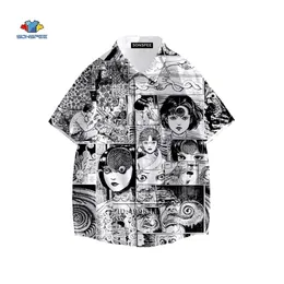 Japan Horror Manga Junji Ito Shirt 3D Printed Tomie Girl Hawaiian Summer Casual Beach s Short Sleeve Oversized Tops 220322