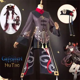 Genshin Impact HuTAO Cosplay Kostüm Uniform Perücke Anime Spiel Hu Chinesischen Stil Halloween Kostüme Für Frauen 220812