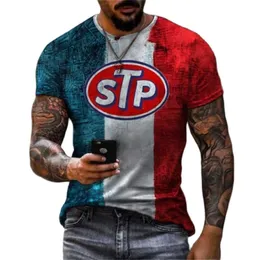 Lato Retro STP 3D drukowane koszulki szybkoschnące wokół szyi z krótkim rękawem duże rozmiary moda ponadgabarytowych t-shirty dla mężczyzn odzież 220607