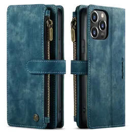 Zipper 10 Cards Wallet Phone Case for iphone 13 12 11Pro Max 8 7 Plus Samsung S22 Slot Rerto PU Leather bag