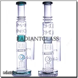 Hookahs Giant 15.4"Glass bong Whistle sugar perforate and birdcage perc water pipe dab rig
