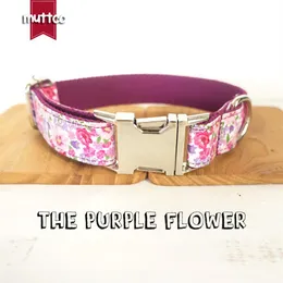 Muttco Retailing Personlig speciell hundkrage Purple Flower Creative Style Dog Collar and Leashes 5 Storlekar UDC049233Y