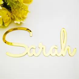 Niestandardowe lustro złota akrylowa nazwa dziecka Znak spersonalizowane lustro ślubne srebrne imię