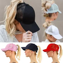 Gaoke Tail Baseball Summer Summer Womens Ajustável Capéu preto bagunçado Casual Girl Mesh Cap 220629