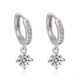 Brincos de queda delicados 2 quilates redondo moissanite diamante de quatro garras brincos solitados noivado de casamento brincos de jóias de qualidade de luxo