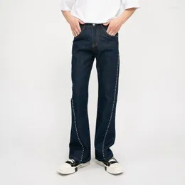 Męskie dżinsy celebrytów Mężczyzna streetwear vintage moda luźna swobodna bok boku spodni męskie dżinsowe spodnie