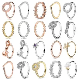Novo de alta qualidade popular prata esterlina 925 barato ouro rosa ajuste fino anéis de dedo empilháveis festa anéis redondos femininos originais pandora jóias presentes
