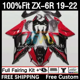 Kawasaki için OEM Fairings Kiti Ninja ZX-6R ZX 636 ZX636 ZX6R 19 20 21 22 22 22 22 22 22 22 22 2019 2020 2021 2022 Çerçeve 600cc 19-22 Enjeksiyon Kalıp Kırmızı Siyah