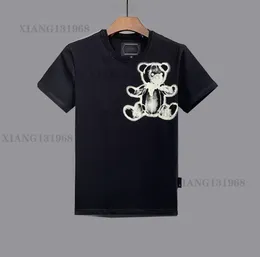 Tshirt Phillip Plain 그래픽 티 남자 티셔츠 디자이너 최고 판매 pp 스컬 다이아몬드 T 셔츠 짧은 슬리브 달러 갈색 곰 티 O- 넥 고품질 두개골 탑