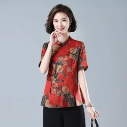Damenblusen, Hemden, traditionelles chinesisches Cheongsam-Oberteil für Frauen, 5XL, Qipao-Bluse mit Blumendruck, asiatischer Stil, antike, elegante Kostüme, Damen