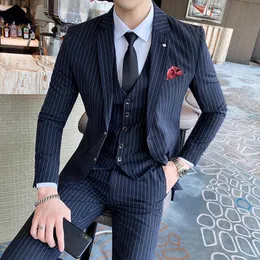 Men's Suits & Blazers Brand Men 3 Piece Suit Jacket Pant Vest / 2022 Business Slim Sets Wedding Dress Mens Plaid Formal Wear