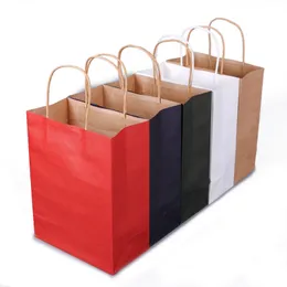 Kraft Paper Rainbow Party Favor Gift Wrap Bags with Handle Assorted Colors Shopping Holiday Festival Wedding